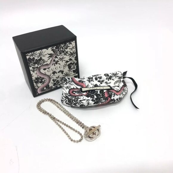 GUCCI 216435 Double G Ball Chain Accessory Necklace SV925 Silver - Picture 1 of 14